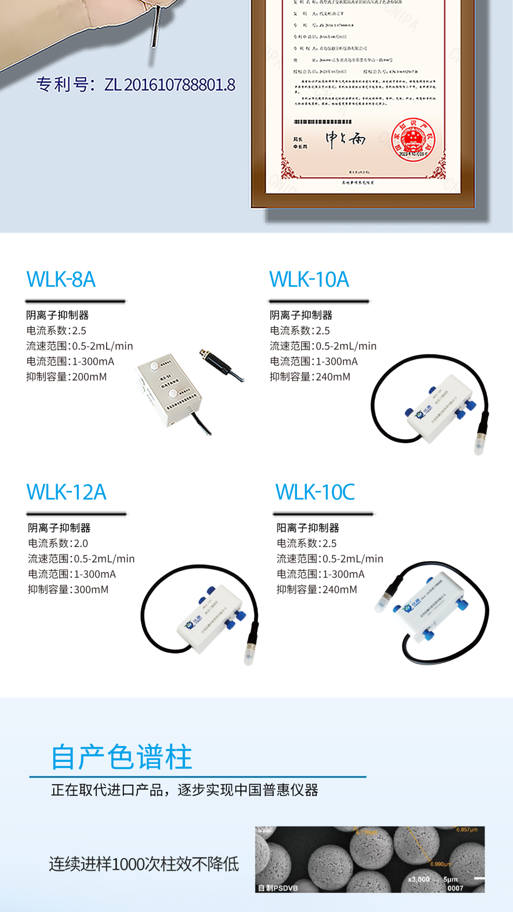 RPIC-2017離子色譜標(biāo)配動(dòng)態(tài)量程電導(dǎo)檢測(cè)器WLK-8免維護(hù)抑制器離子色譜柱